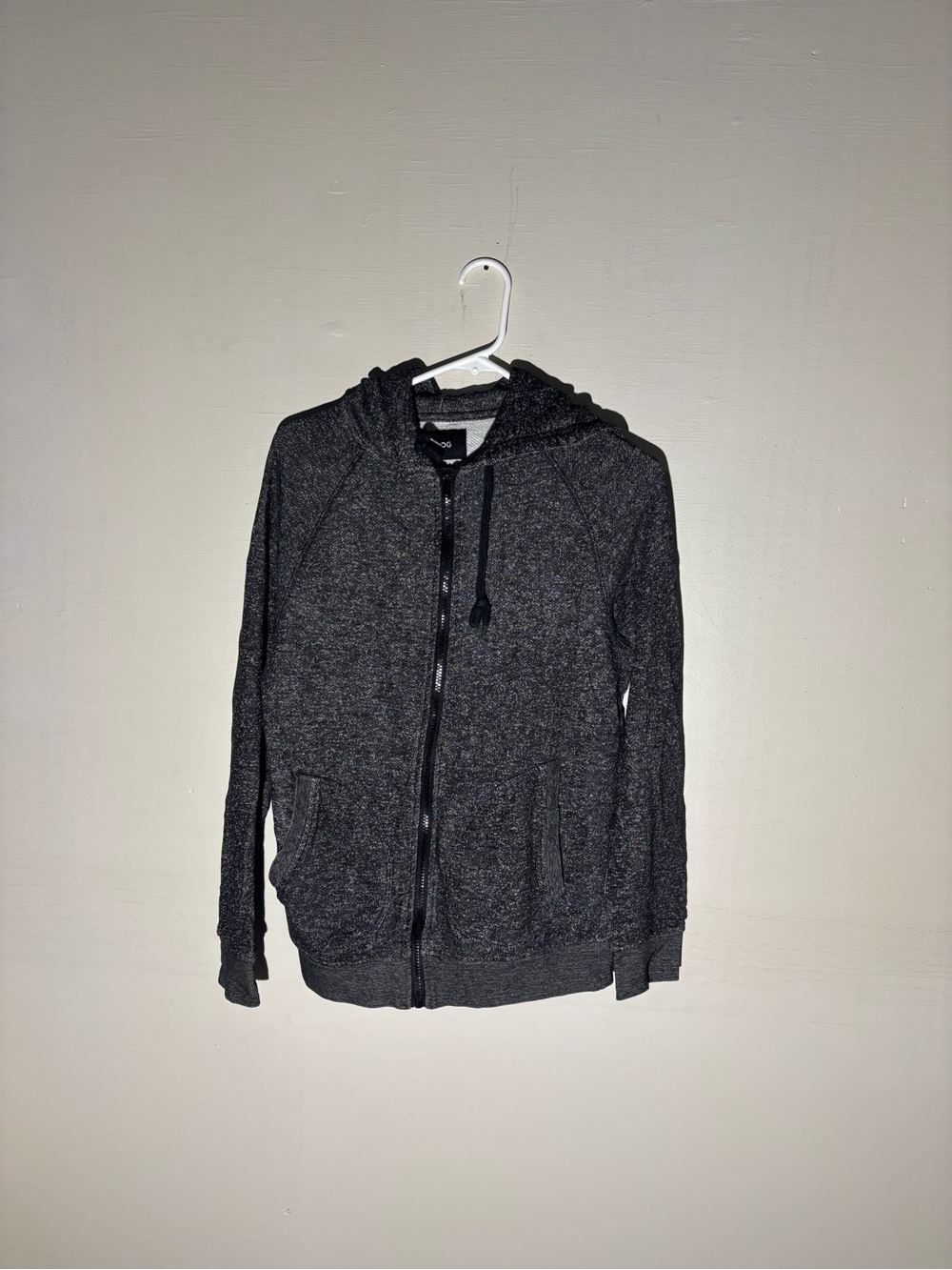 BDG Men's Dark Charcoal Zip-Up Hoodie Sweater